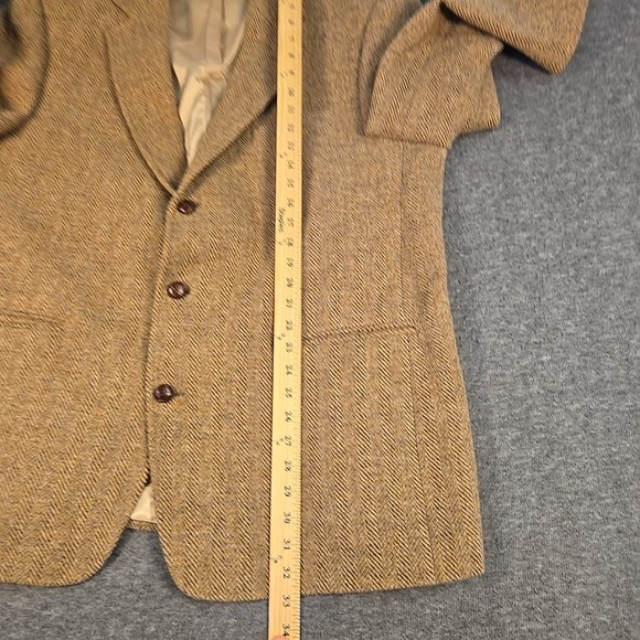 Orvis X Harris Tweed Mens 48R Brown Herringbone Sport Coat Scottish Wool - Picture 13 of 15